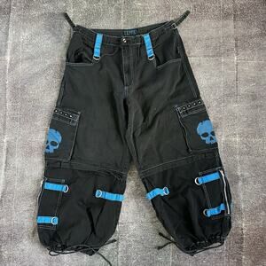 Men's Vintage Y2K Tripp NYC Daang Goodman Black Blue Skull Zip Off Punk Pants XL